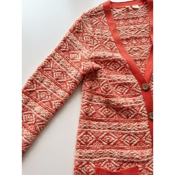 MOTH Orange Cotton Jacquard Knit Duster Cardigan Sweater, Size M - Picture 8 of 15